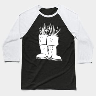 Paint Brush White Lineart Rain Boots Baseball T-Shirt